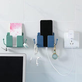 Wall Mount Phone Holder And Remote Control Stand With Hooks (random Color)