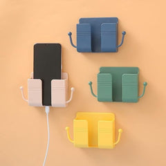 Wall Mount Phone Holder And Remote Control Stand With Hooks (random Color)