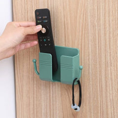Wall Mount Phone Holder And Remote Control Stand With Hooks (random Color)